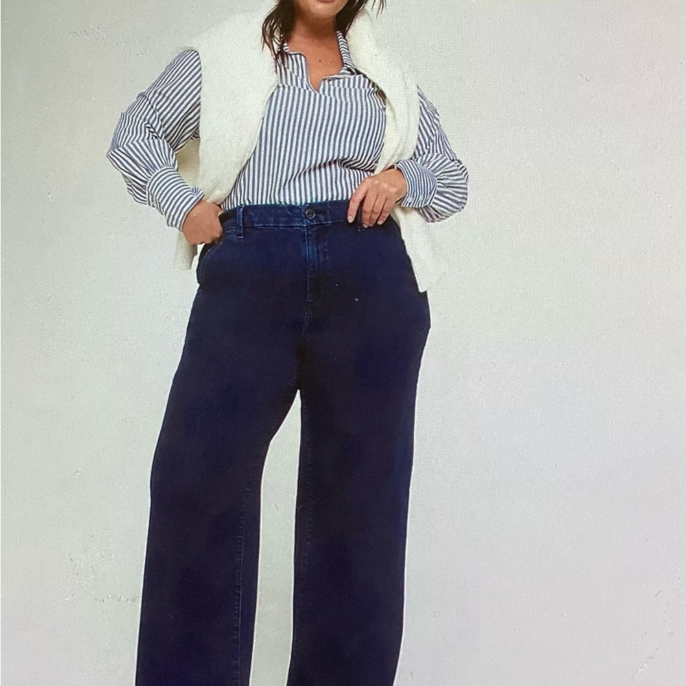 Lane Bryant Women's Jeans Denim High Rise Wide Leg Trouser Relaxed Cotton Sz 14